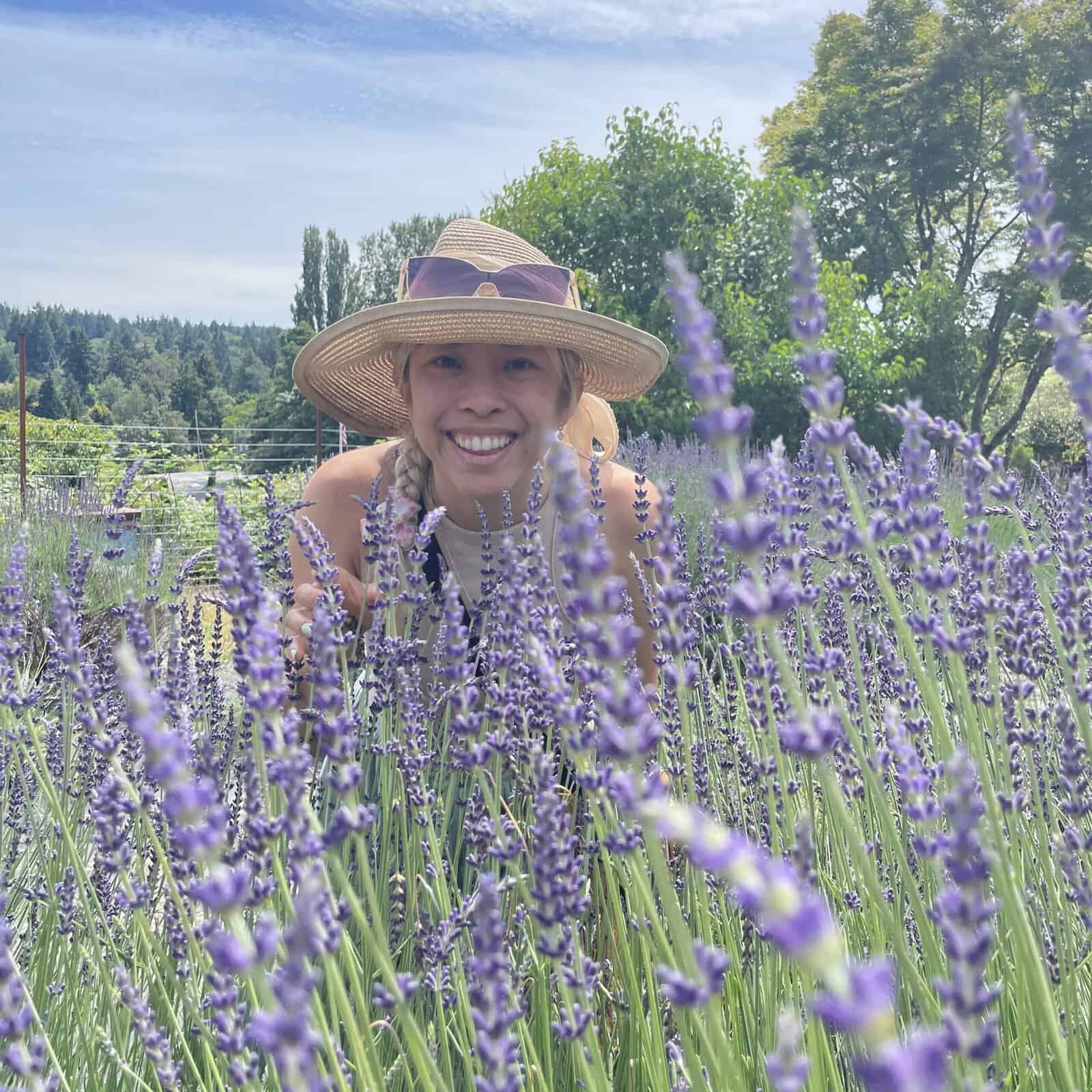 Woman posing in lavender field